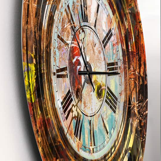 Designart 'People And Time Acrylic Painting Industrial Wall Clock